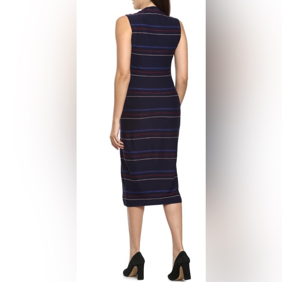 Ted Baker Erlo Striped Sleeveless Bodycon Midi Dress In Navy - Picture 8 of 14